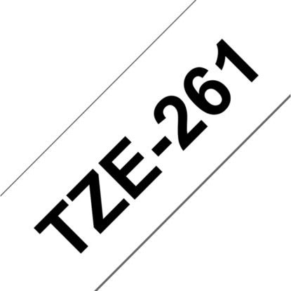 Brother TZe-261 labeltape 36mm, sort på hvid