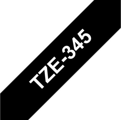 Brother TZe-345 labeltape 18mm, hvid på sort