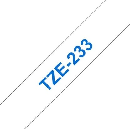 Brother TZe-233 labeltape 12mm, blå på hvid