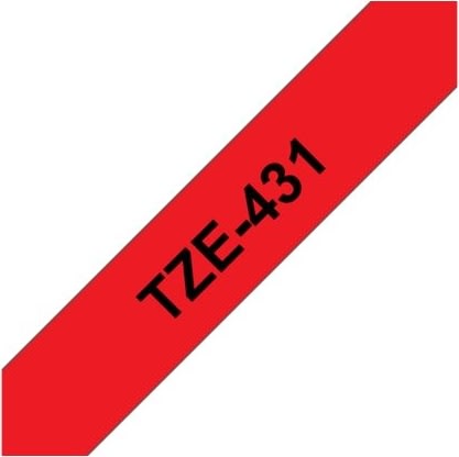 Brother TZe-431 labeltape 12mm, sort på rød