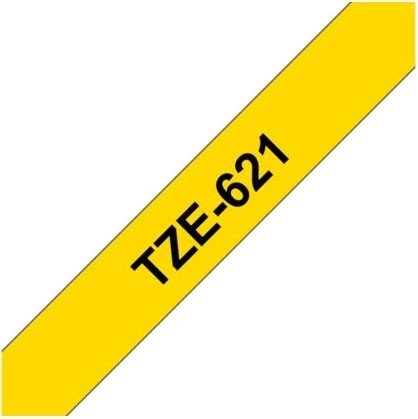 Brother TZe-621 labeltape 9mm, sort på gul
