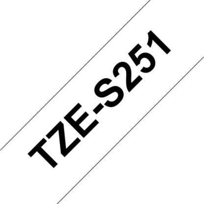 Brother TZe-S251 labeltape 24mm, sort på hvid