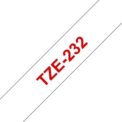 Brother TZe-232 etikettape, 12 mm, röd på vit