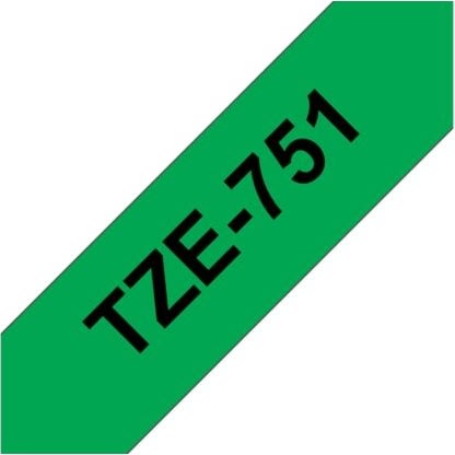Brother TZe-751 labeltape 24mm, sort på grøn