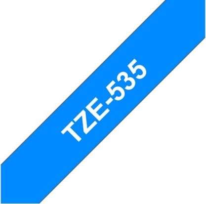 Brother TZe-535 labeltape 12mm, hvid på blå
