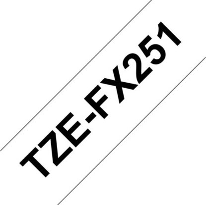 Brother TZe-FX251 labeltape 24mm, sort på hvid