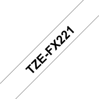 Brother TZe-FX221 labeltape 9mm, sort på hvid