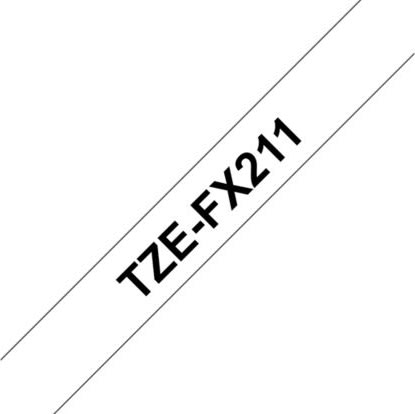 Brother TZe-FX211 labeltape 6mm, sort på hvid
