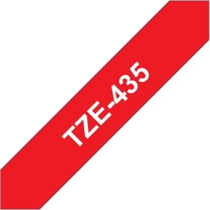Brother TZe-435 labeltape 12mm, hvid på rød