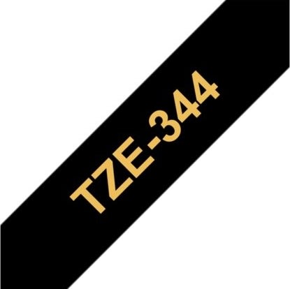 Brother TZe-344 labeltape 18mm, guld på sort