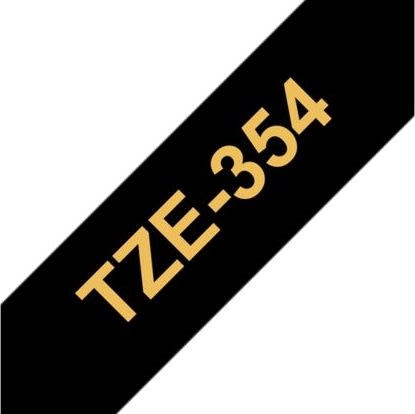 Brother TZe-354 labeltape 24mm, guld på sort