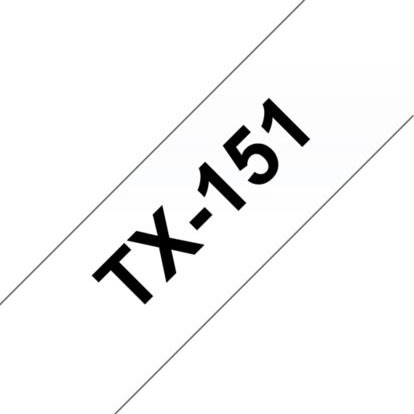 Brother TX-151 etikettape, 24 mm, svart på genomsk