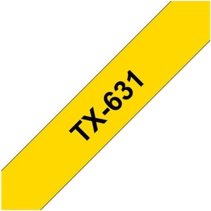 Brother TX-631 labeltape 12mm, sort på gul