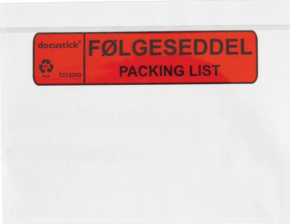 Følgeseddelslomme Følg./Pack., C5, 1000 stk.