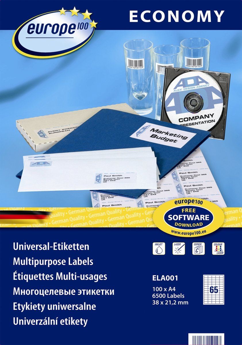 Budget universaletikett, 38x21,2 mm