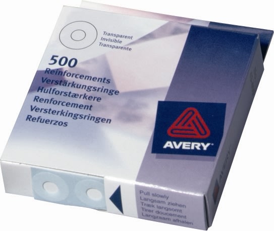 Avery Hålförstärkare, 500st, vita i dispenser