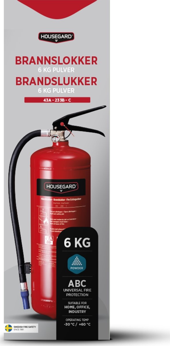 Housegard pulversläckare | 6 kg | Röd