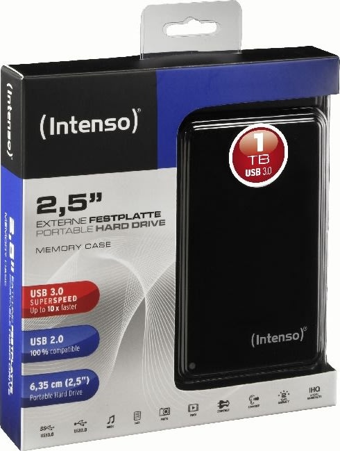 Intenso 2,5” USB 3.0 1TB, svart