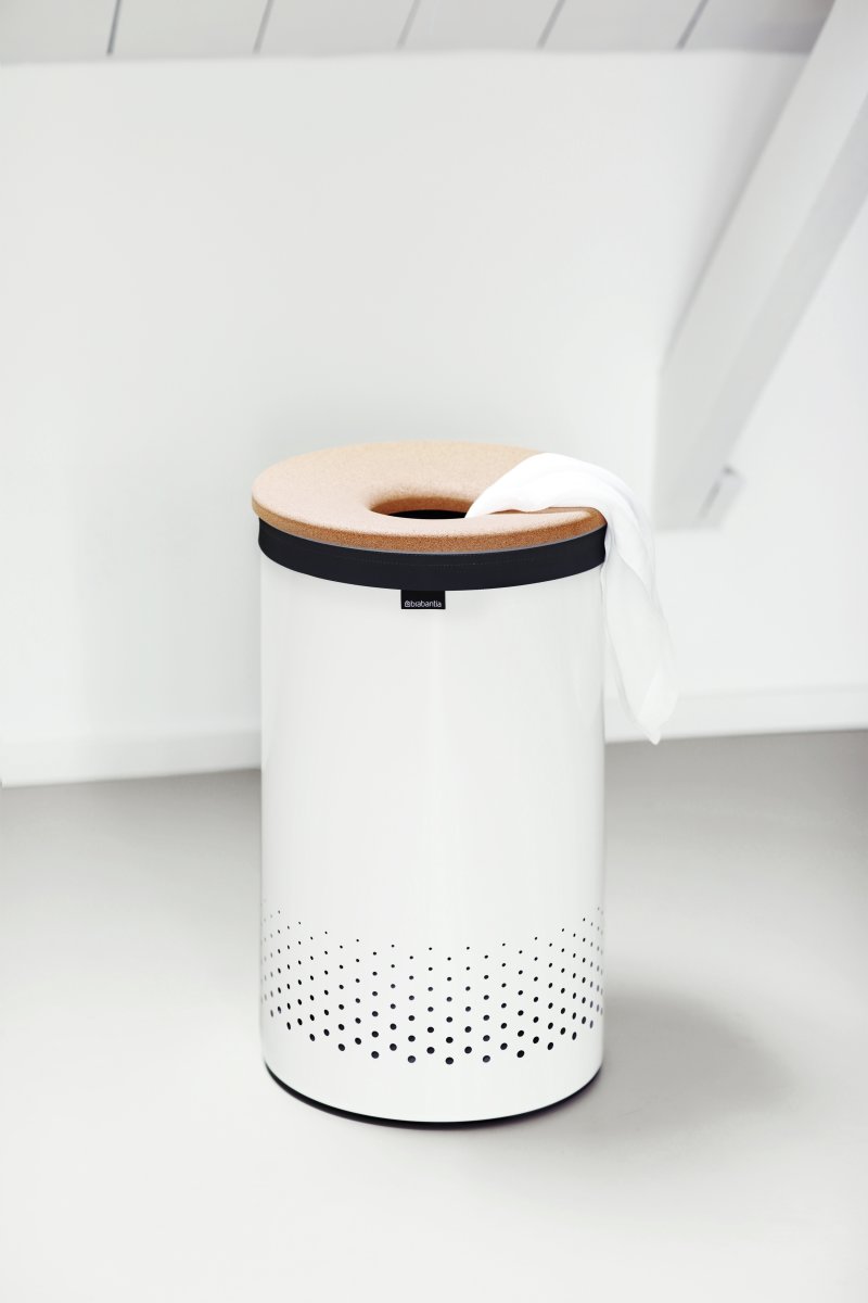 Tvättkorg Brabantia 60 L Vit med korklock