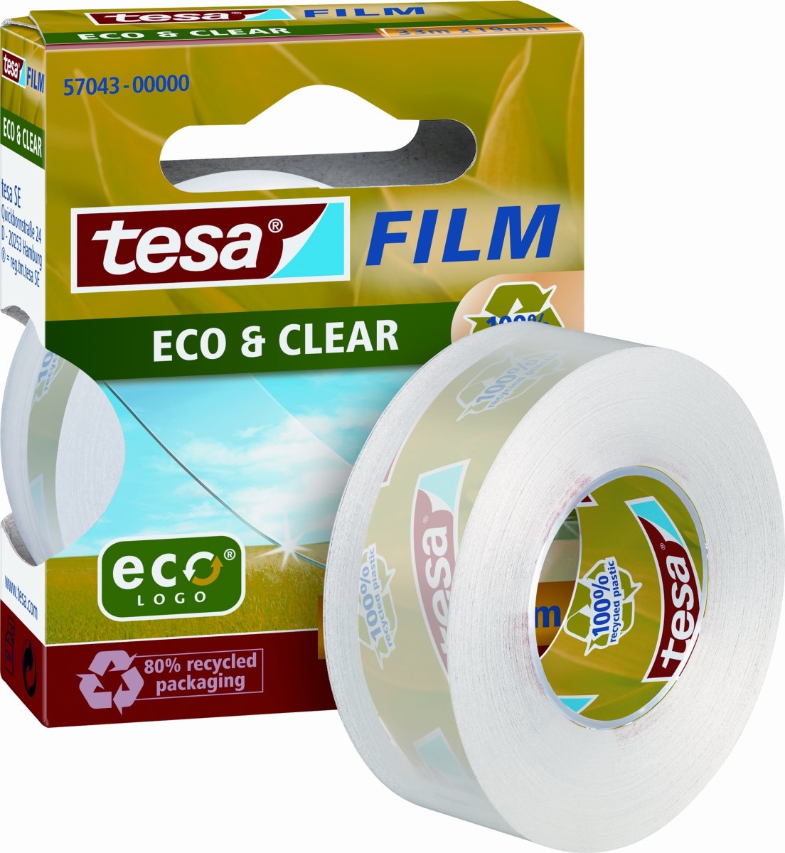 Tesa ecoLogo miljövänlig kontorstejp 33 m x 19 mm