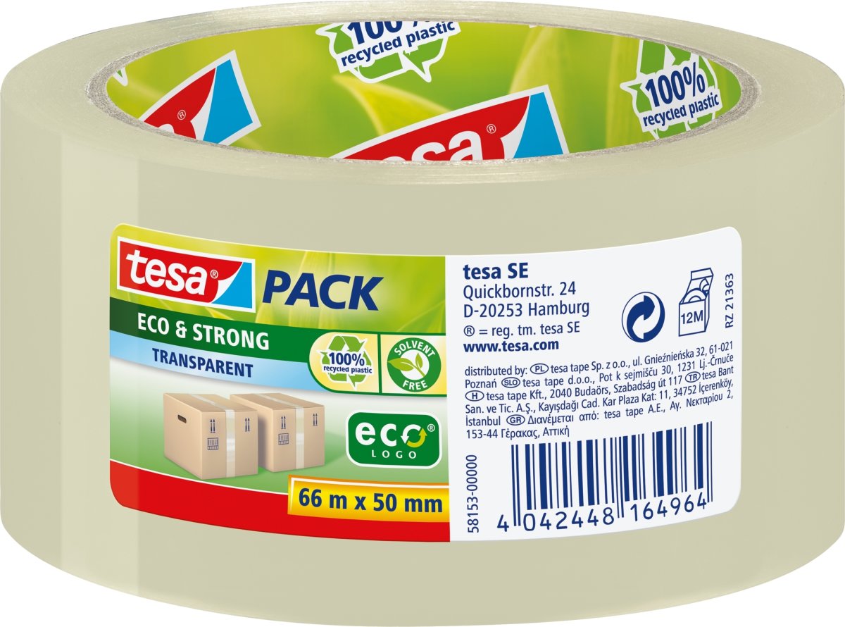 tesa ecoLogo Packtejp, 50 mm, PP, klar