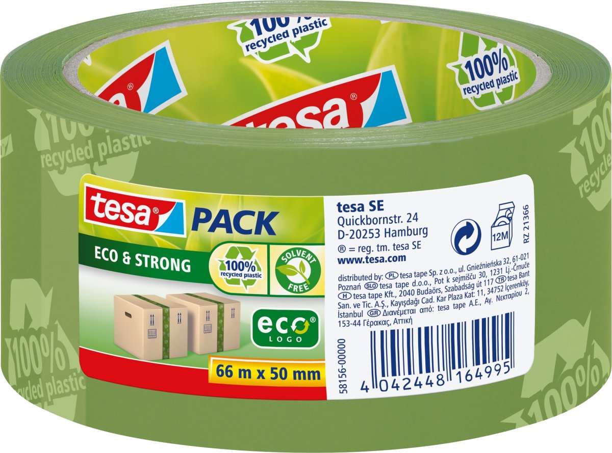 Tesa ecoLogo Packtejp, 50 mm, PP, grön