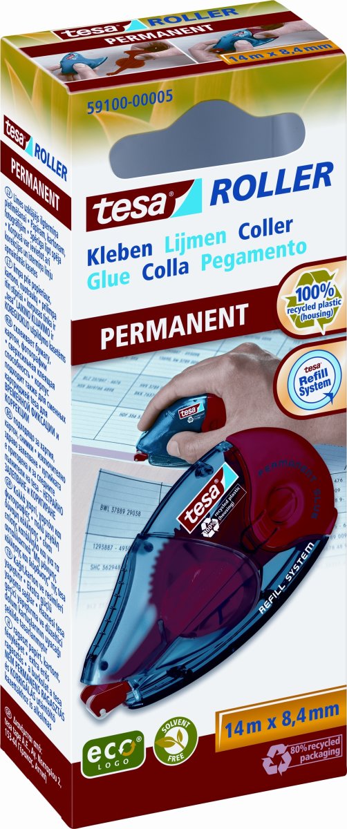 tesa ecoLogo miljövänlig limroller, permanent