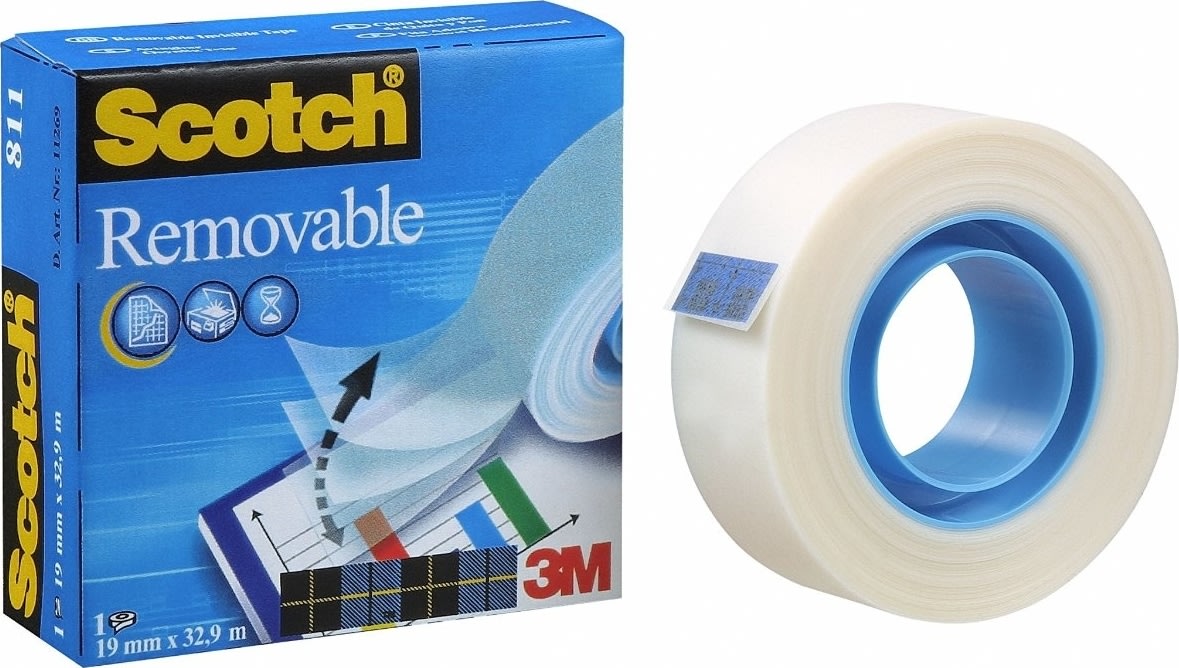 Scotch Magic 811 tejp, avtagbar, 19 mm x 33 m