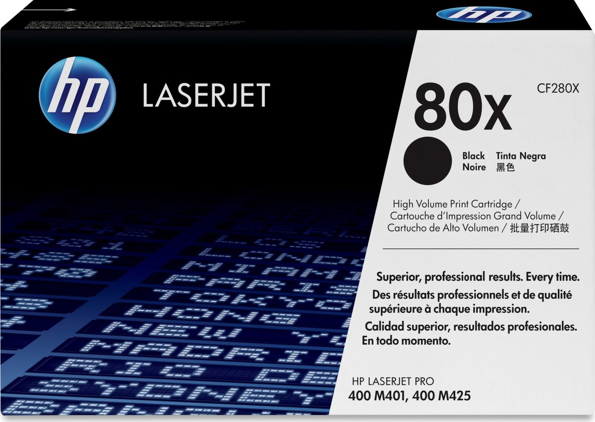 HP 80X/CF280XD Lasertoner, svart, 2-pack