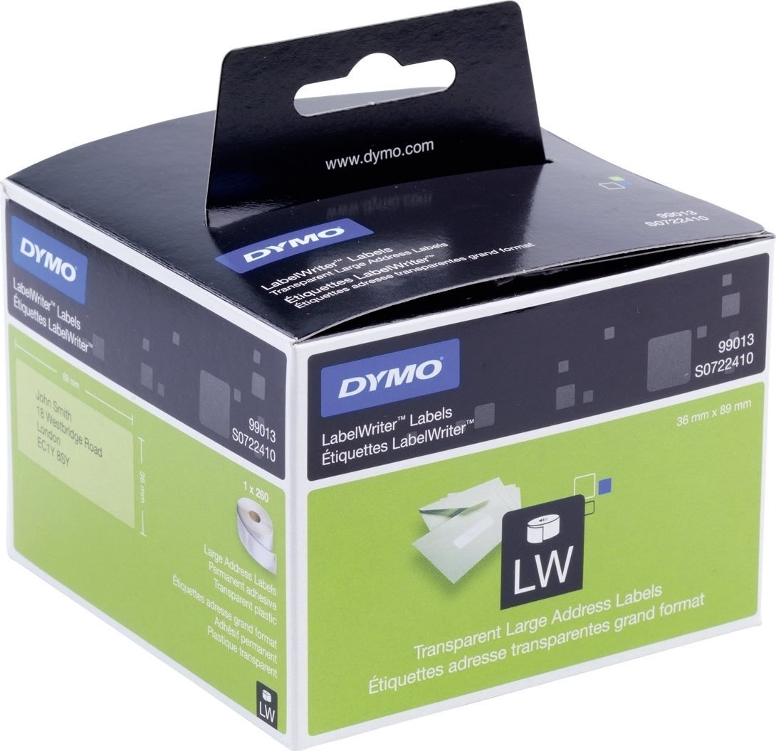 Dymo LW adressetikett i plast, 36x89 mm