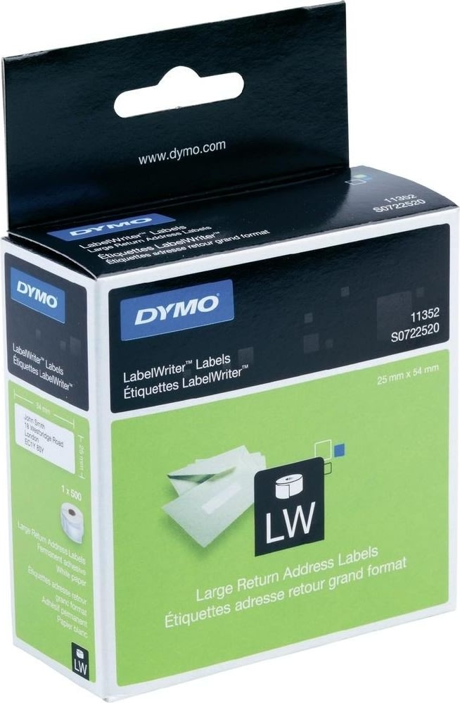 Dymo LW returadressetikett, 25x54 mm
