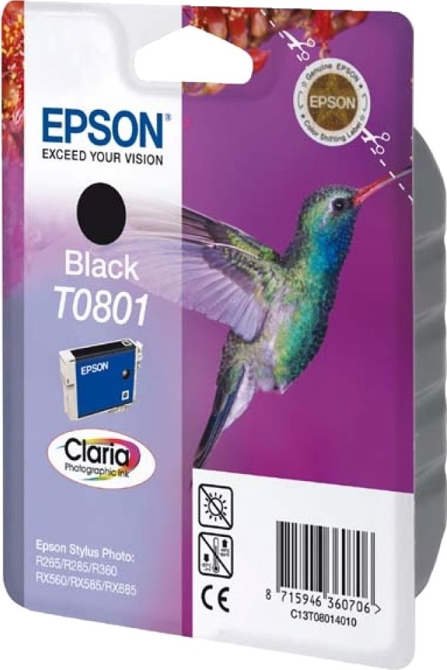 Epson nr. T0801/C13T08014011 bläckpat. Svart 300s