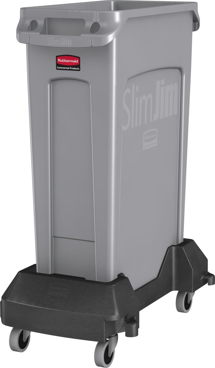 Vagn till soptunna Rubbermaid Slim Jim Svart