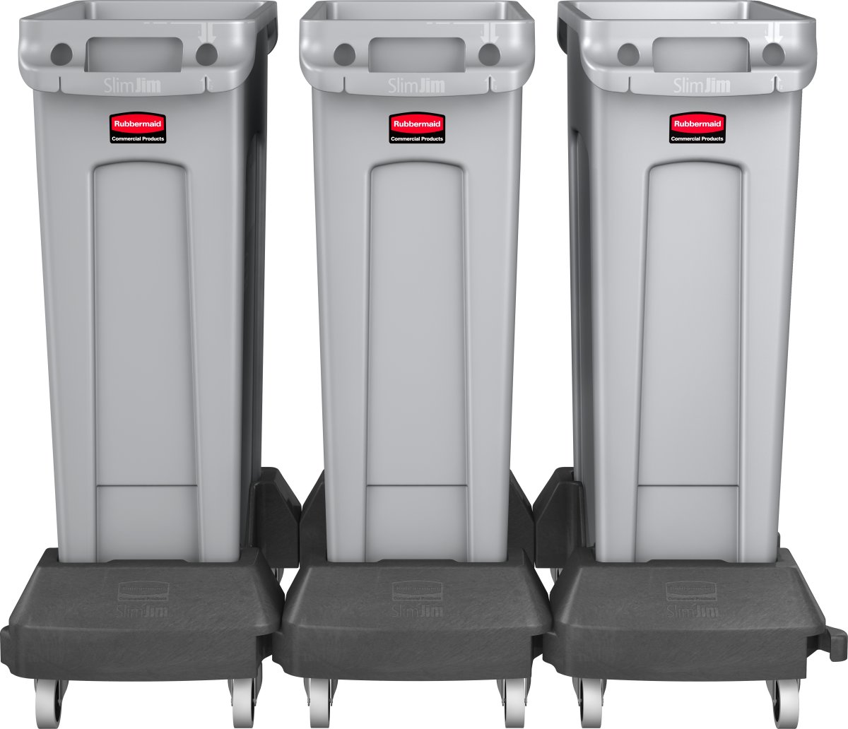 Vagn till soptunna Rubbermaid Slim Jim Svart