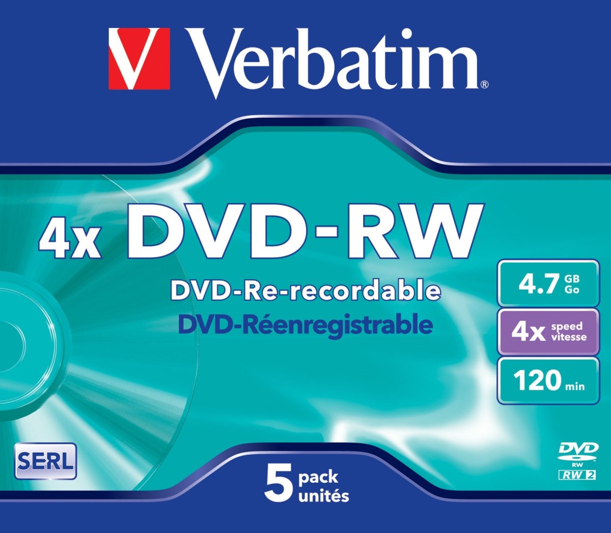 Verbatim DVD-RW 4,7GB Jewel Case, 5 stk