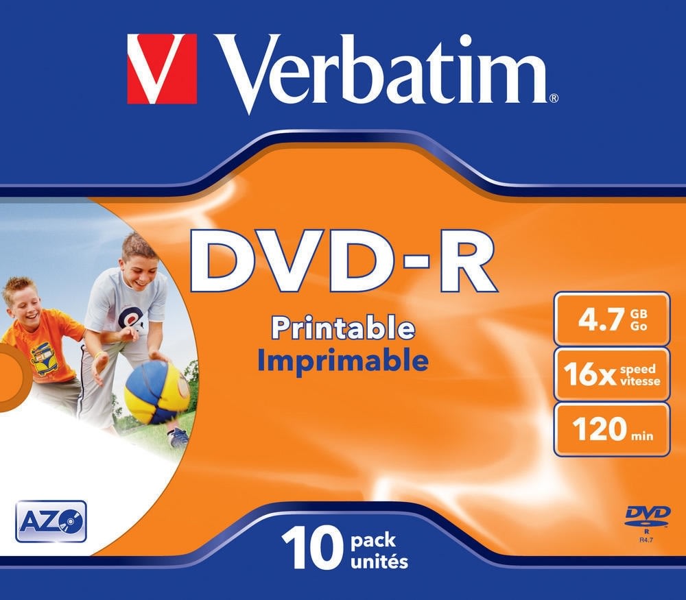 Verbatim DVD-R 4,7GB printable, 10 stk