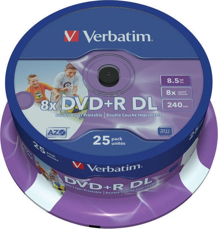 Verbatim DVD+R 8,5GB 8x dual layer spindel, 25 stk