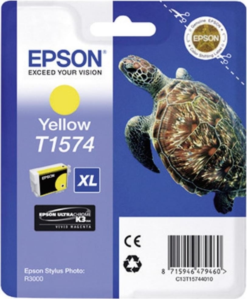Bläckpatron Epson T1574/C13T15744010 Gul 26 ml