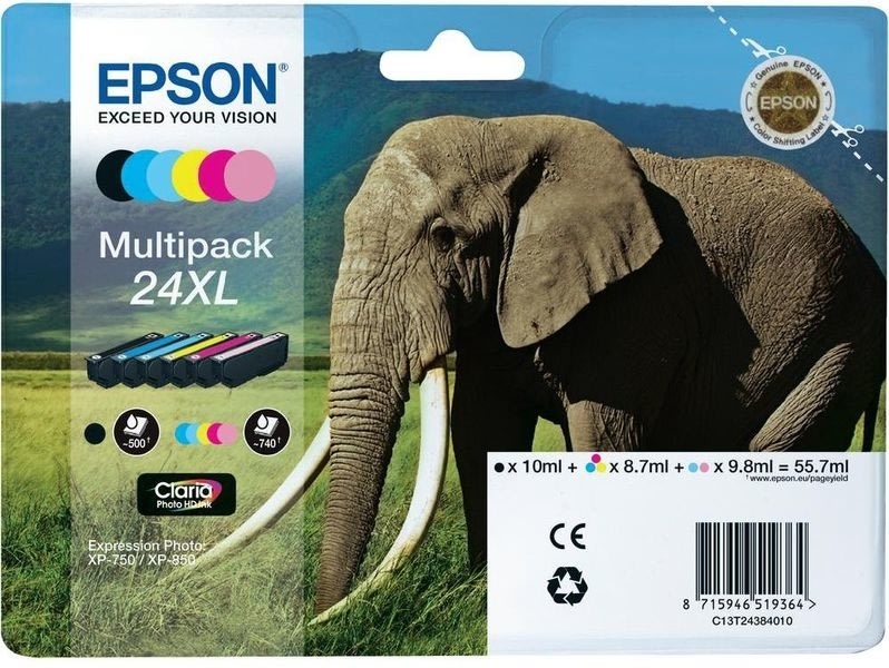 Epson 24XL bläckpatron, flerpack, 6 färger
