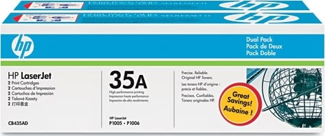 HP nr 35A/CB435AD lasertoner, svart, 1500 s, 2-pac