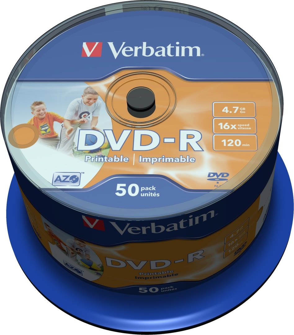 Verbatim DVD-R 4,7 GB printable, spindel, 50 st.