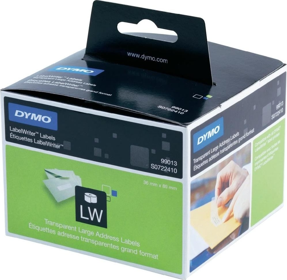 Dymo LW adressetikett i plast, 36x89 mm