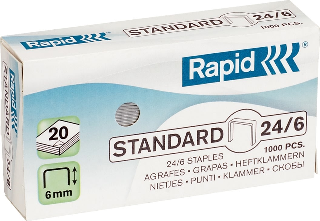Häftklamrar Rapid Standard 24/6, 1000 st