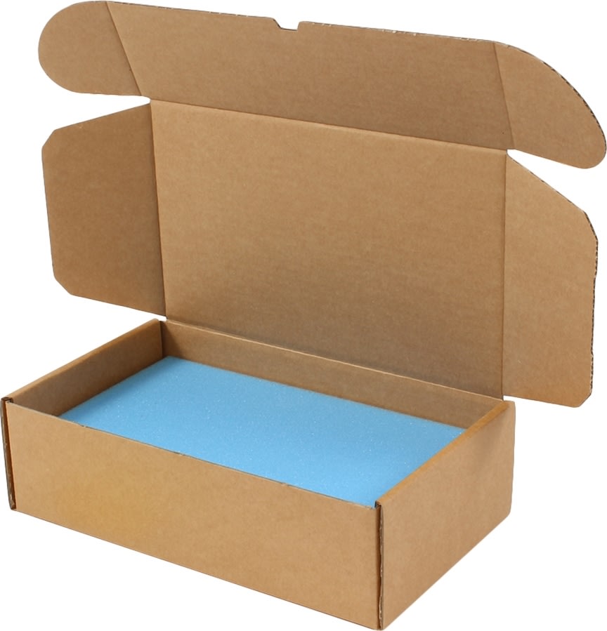 Blått skuminlägg till postpaket 287x173x25/40 mm