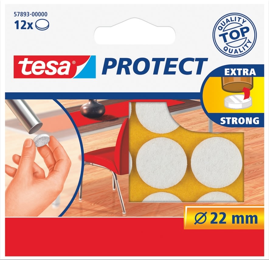 Tesa Protect filtpude rund Ø22 mm, Hvid