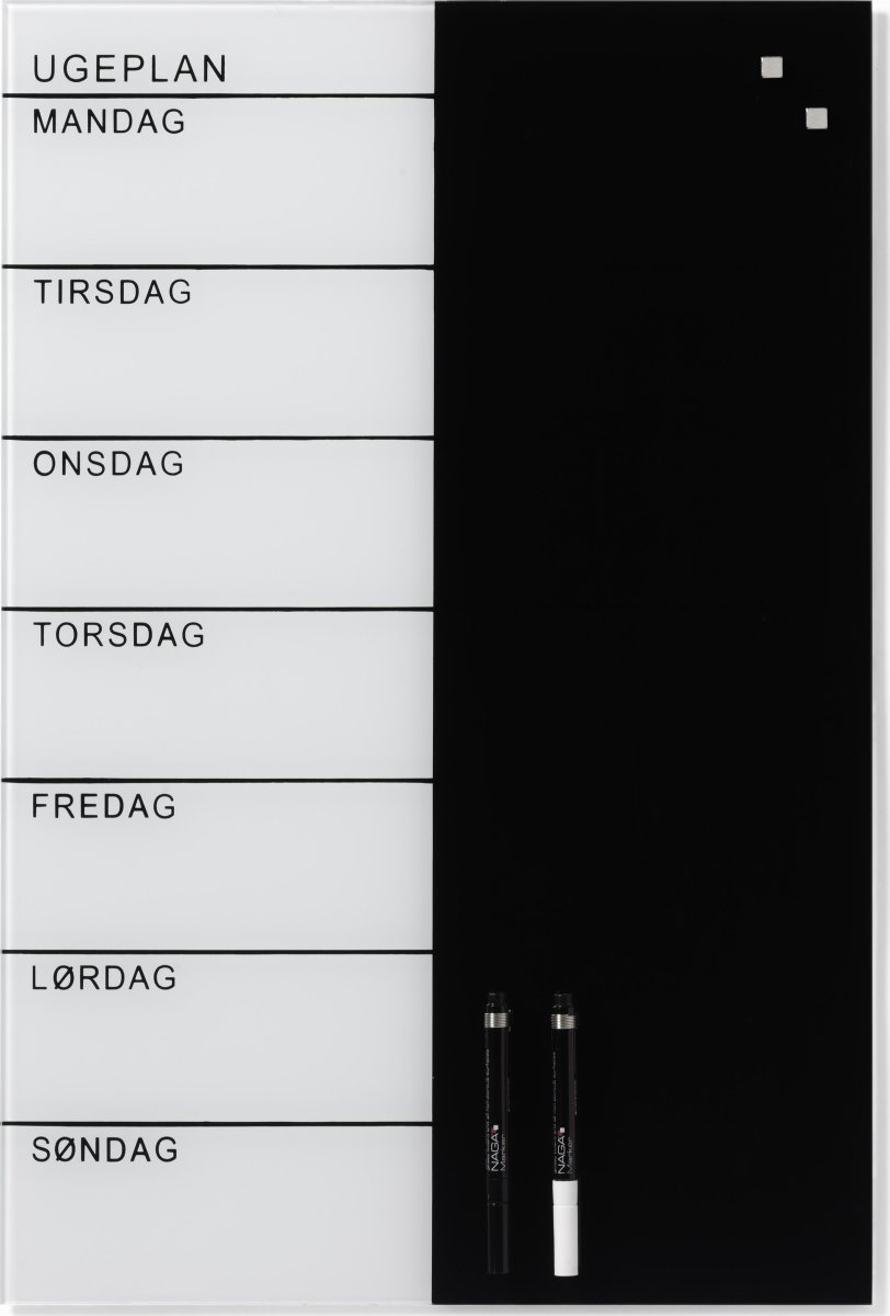 NAGA magnetisk glasveckotavla, 60x40 cm, dansk
