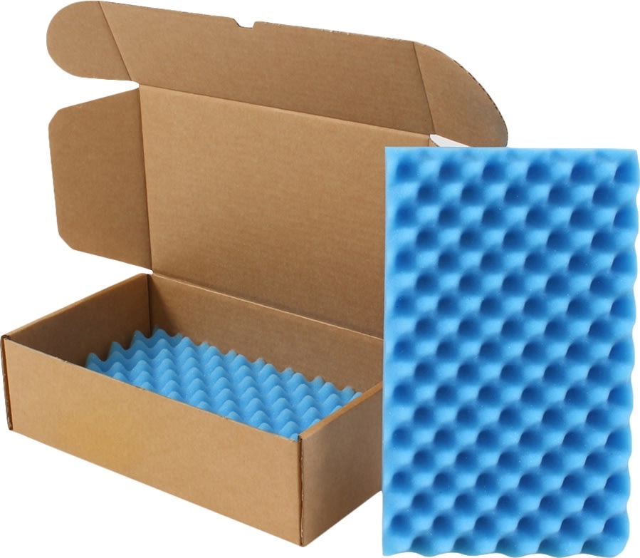 Blått skuminlägg till postpaket 320x230x25/40 mm