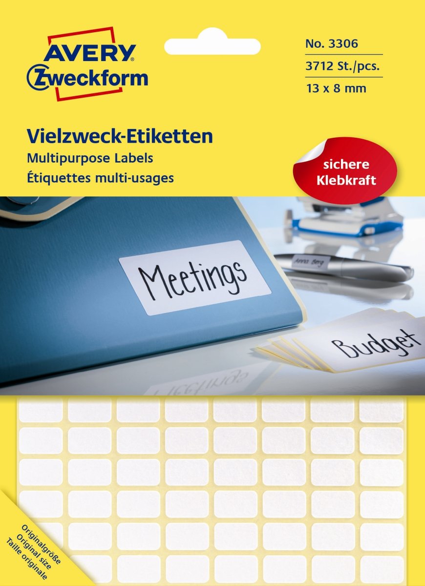 Avery 3306 etiketter för handskrift, 13x8 mm, 3712