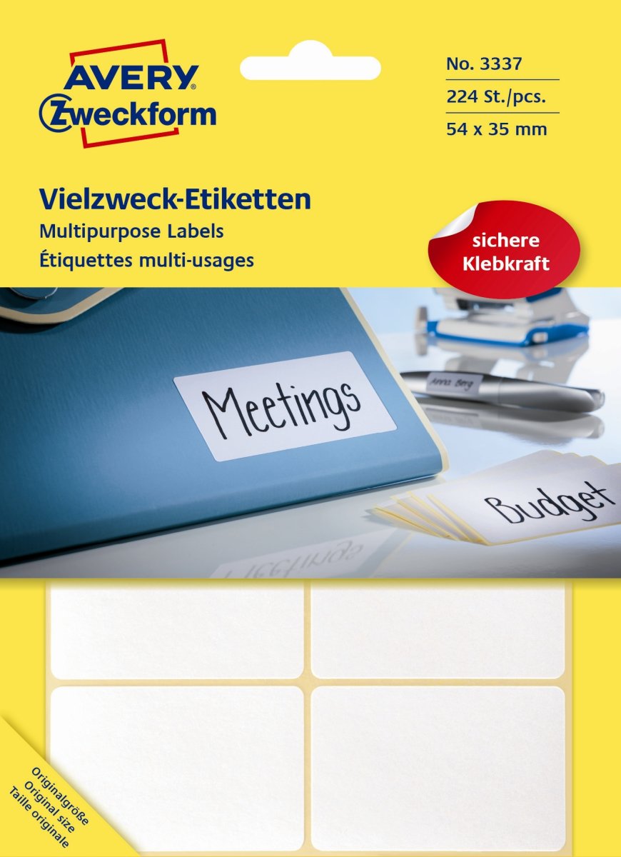 Avery 3337 etiketter för handskrift, 54x35 mm, 224
