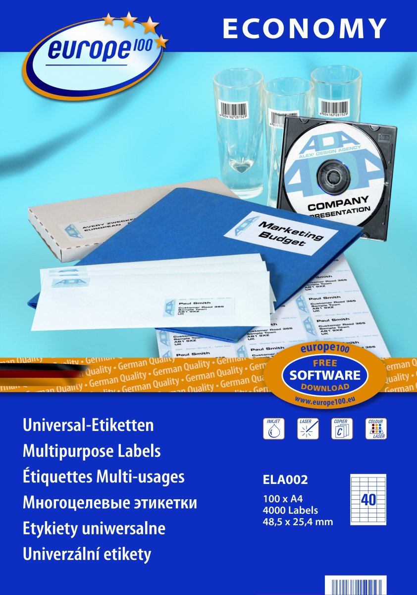 Budget universaletikett, 48,5x25,4 mm